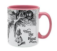 Getagift Alice Wonder Land we are All mad here 11 oz Coloured Handle Mug (Pink Inside and Pink Handle)