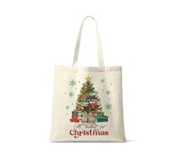 Getagift All Booked for Christmas, Book Christmas Tree, Holiday Bookish Reader, X-mas Tree, Reusable Eco-Friendly Shopping Bag, Tote Bag. (Natural)