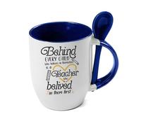Getagift Behind Every Child who Believes in Themselves is a Teacher who belived in Them First, Spoon Coffee, Tea Mug. (Blue)