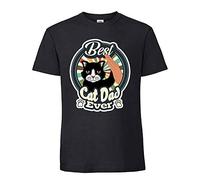 Getagift Best Cat Dad Ever Funny Kitten Cat Fist Bump Birthday/Christmas Stocking Filler Unique Black Colour Men Short Sleeve Soft Touch Cotton T-Shirt. (L)