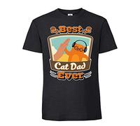 Getagift Best Cat Dad Ever Funny Kitten Cat Fist Bump Birthday/Christmas stoking Filler Unique Black Colour Men Short Sleeve Soft Touch Cotton T-Shirt. (M)
