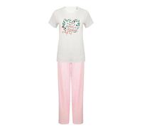 Getagift Best Mum & Grandma - A Heartfelt Mother's Day Tribute, White Pink Coloured Cotton Nightwear Women Long Pyjamas Sets 2 Piece. (UK, Alpha, L, Regular, Regular, White Pink)