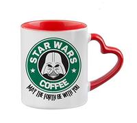 Getagift Birthday Mug, May The 4th Be with You, Coffee Lover Gift, Christmas Mug, Movie Coffee Mug Gift, Tea Cocoa Soup Daily use Mug Ceramic Heart Handle Mug. (Red)