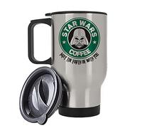 Getagift Birthday Mug, May The 4th Be with You, Coffee Lover Gift, Christmas Mug, Movie Coffee Mug Gift, Silver/White Insulated 14oz Travel Tea/Coffee Mug. (Silver)