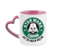 Getagift Birthday Mug, May The 4th Be with You, Coffee Lover Gift, Christmas Mug, Movie Coffee Mug Gift, Tea Cocoa Soup Daily use Mug Ceramic Heart Handle Mug. (Pink)