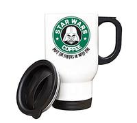 Getagift Birthday Mug, May The Forties Be with You, Coffee Lover Gift, Christmas Mug, Movie Coffee Mug Gift, Silver/White Insulated 14oz Travel Tea/Coffee Mug. (White)