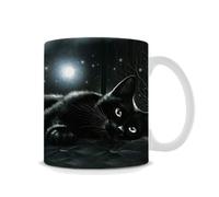 Getagift Black cat in Moonlight Themed White 11 oz Ceramic Mug,Mothers Day,Fathers Day, Birthday Gift Idea.