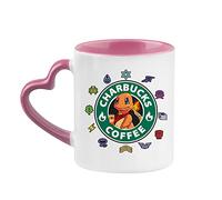 Getagift Charbucks Coffee Coffee Tea Cocoa Soup Daily use Mug Ceramic Heart Handle Coffee Mug. (Pink)
