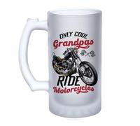 Getagift Cool Grandpa’s Motorcycles - Vintage Biker Father’s Day Gift,16oz Frosted, Tankard, Stein, Pint Beer Glass/Mug.