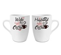 Getagift Couples Theme Coffee Mug Set Anniversary My Wife/Husband is Hotter Than My Coffee Valentine's Day Unique Ceramic 13 oz Marrow Cup/Mug.