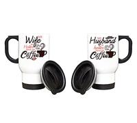 Getagift Couples Theme Coffee Mug Set Anniversary My Wife/Husband is Hotter Than My Coffee Valentine's Day Silver/White Insulated Travel Tea/Coffee Mug. (White)
