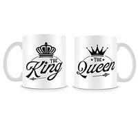 Getagift Couples Theme Coffee Mug Set The King The Queen Valentines Day, Birthday, Wedding, Anniversary, Him-Her Unique Ceramic Coffee/Tea 11 oz Cup/Mug.