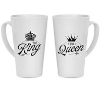 Getagift Couples Theme Coffee Mug Set The King The Queen Valentines Day, Birthday, Wedding, Anniversary, Him-Her Unique Ceramic Latte Coffee Mug. (17 oz)