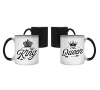 Getagift Couples Theme Coffee Mug Set The King The Queen Valentines Day, Birthday, Wedding, Anniversary, Him-Her Unique Ceramic Colour Changing Magic Cup/Mug.