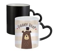 Getagift Daddy Bear Cute Design for Dad, Gift for Father’s Day, 11oz Colour Changing Ceramic Coffee Cup, Magic Mug. (Heart Shaped Handle)