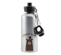 Getagift Daddy Bear Cute Design for Dad, Gift for Father’s Day, 500 ml Aluminium Water Bottle. (Silver)