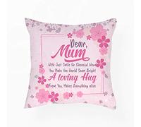 Getagift Dear Mum Just Smile Cheerful Word Loving Hug Make The World Bright Mother’s Day Cushion For Bedroom, Sofa, Car, Home Decor, Satin Throw Pillow/Cushion. (Satin Cushion Cover With Insert)