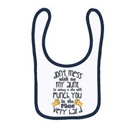 Getagift Do Not Mess With Me My Aunt Is Crazy & She Will Punch You In The Face Very Hard kids Funny Toddler Bib Fastening Style Unisex Style Baby Shower Idea.