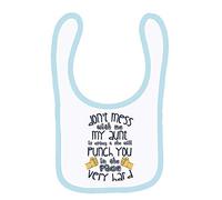 Getagift Do Not Mess With Me My Aunt Is Crazy & She Will Punch You In The Face Very Hard kids Funny Toddler Bib Fastening Style Unisex Style Baby Shower Idea.