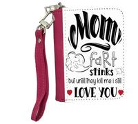 Getagift Fart Stinks but Until They Kill Me I Still Love You, Funny Mother's Day Gift, Women's Small Leather Zip-Around Wallet, Girl Purse, Credit Card Slots, Coin Purse, Pink.