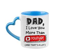 Getagift Father's Day, Dad I Love You More Than', Gift for Dad, Heart Handle Coffee, Tea Mug. (Blue)