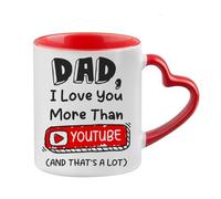 Getagift Father's Day, Dad I Love You More Than', Gift for Dad, Heart Handle Coffee, Tea Mug. (Red)