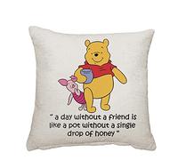Getagift Friend Piglet and The Pooh A day without a Friend quote Birthday Secret Santa Christmas Home Décor, Linen Throw Pillow/Cushion. (Linen Cushion Cover With Insert)