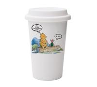 Getagift Funny Bear & Pig Quote - Sarcastic Bacon Joke Gift for Adults, Friends, Colleagues - Humour for Birthday, Office, Secret Santa, Wall Eco Insulated White Ceramic Travel Mug, with White Lid.