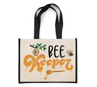 Getagift Funny Beekeeper Honey Bee Lover Gift | Cute Beekeeping Gift for Men, Women, Eco-Friendly Reusable Shopper Jute Bag, Shopping Bag. (Black)