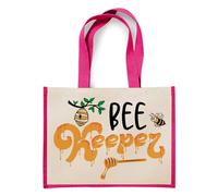 Getagift Funny Beekeeper Honey Bee Lover Gift | Cute Beekeeping Gift for Men, Women, Eco-Friendly Reusable Shopper Jute Bag, Shopping Bag. (Pink)