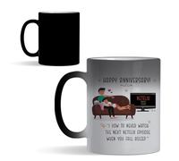 Getagift Funny Binge-Watching Couple Anniversary Design | Valentine Gift for Him or Her | Couples Who Watch Series Together, 11oz Colour Changing Ceramic Coffee Cup, Magic Mug. (C Shaped Handle)