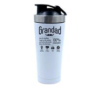 Getagift Funny Grandad Gift | 100% Legendary Quote Design | Father’s Day Gift for Him - Cool & Sentimental, 500ml Aluminium Shaker Bottle for Supplement Shakes - Easy Clean, Durable Cup. (White)