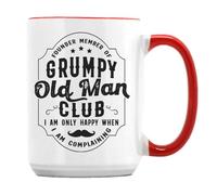 Getagift Funny Grumpy Old Man Club - Father's Day Gift for Dad, Grandad, or Husband, 15oz Coffee Mug. (Red Inside)