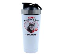 Getagift Funny Pet Pawther's Day Artwork | Cute Dog Father's Day Gift | Ideal for Dad from Fur Baby, 500ml Aluminium Shaker Bottle for Supplement Shakes - Easy Clean, Durable Cup. (White)