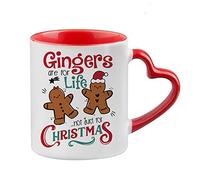 Getagift Gingers are for Life Not Just for Christmas Unique Ceramic Heart Handle Coffee Mug. (Red)