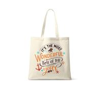 Getagift Happy Summer Vacation, Beach Holiday, Aesthetic Travel, Ocean Artwork Gift, Reusable Shopping Bag, Tote Bag. (Natural)