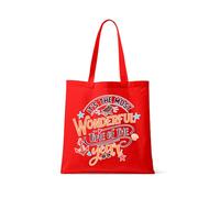 Getagift Happy Summer Vacation, Beach Holiday, Aesthetic Travel, Ocean Artwork Gift, Reusable Shopping Bag, Full Colour Tote Bag. (Red)