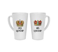 Getagift His Lordship & Her Ladyship Set of 2 Mugs Coffee Tea Cocoa Soup Daily use Mug Birthday Party gage Keepsake Ceramic Latte Coffee Mug. (17 oz)