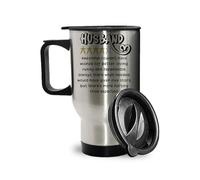 Getagift Husband Star Rating Funny Gift, Loving & Romantic Valentine Gift for The World’s Best Husband, 14oz Insulated Travel Mug. (Silver)