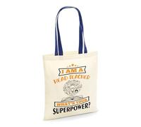 Getagift I Am a Head Teacher Whats Your Superpower?, Teacher Appreciation Gift, Reusable Bag, Shopping Bag, Tote Bag. (French Navy Handle)