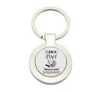 Getagift I Am A Poet What's Your Superpower?, Poetry Lover Gift, Rectangular/Round Key ring. (Round)