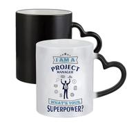 Getagift I Am A Project Manager. What’s Your Superpower? 11oz Colour Changing Ceramic Coffee Cup, Magic Mug, Tea, Hot Chocolate Cup. (Heart Shaped Handle)