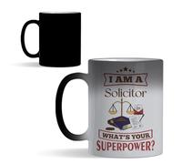 Getagift I Am A Solicitor. What's Your Superpower, Gift for a Lawyer, 11oz Colour Changing Ceramic Coffee Cup, Magic Mug. (C Shaped Handle)