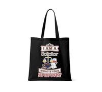 Getagift I Am A Solicitor. What's Your Superpower, Gift for a Lawyer, Reusable Shopping Bag, Full Colour Tote Bag. (Black)