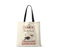 Getagift I Am A Solicitor. What's Your Superpower, Gift for a Lawyer, Reusable Shopping Bag, Tote Bag. (Black Handle)