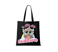 Getagift I am an Owlicorn, Magical Owl Unicorn Gift Idea for Girls, Women, Bestie, Animal & Fantasy Lovers, Full Colour Tote bag, Reusable Shopping Bag, Book Bag (BLACK)