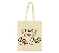 Getagift I Am The Big Sister Themed Birthday/Christmas Inspired Funny Unique Funny Tote Bag-Cotton Shopping Bag. (Natural)
