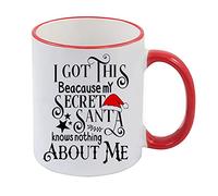 Getagift I Got This Because My Secret Santa Knows Nothing About Me Ceramic Coloured Rim Coffee Mug. (Red Rim)