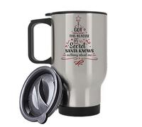 Getagift I Got This Because My Secret Santa Knows Nothing About Me, Insulated 14oz Travel Mug, Tea, Coffee Mug. (Silver)