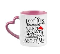 Getagift I Got This Because My Secret Santa Knows Nothing About Me Unique Ceramic Heart Handle Coffee Mug. (Pink)